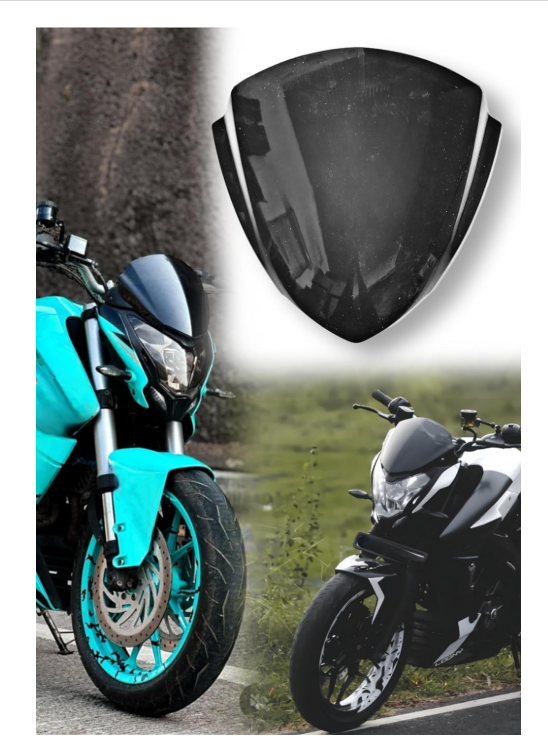 AV Auto Mods Headlight Windshield Universal Domi Visor for Pulsar NS 200 (Black)/ NS200 Bubble visor