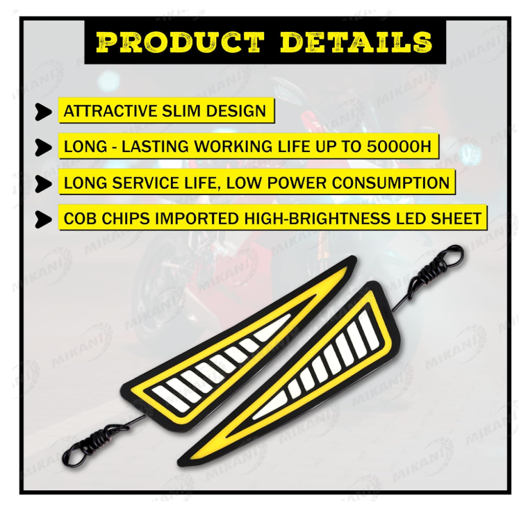 R15 V2 / V3 / V4 & M Waterproof Flexible Strip Rear DRL Light with Running LED Indicator for Yamaha R15 All Model Bikes (White-Amber)