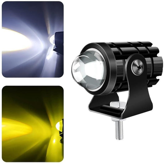 {1 Piece) - Super Bright Dual Color Yellow/White Led Mini Fog Light Lamp Projector Lens Spotlight For Bike Car (12V, 36W)