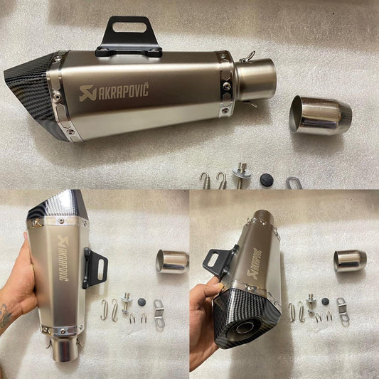 Silver Carbon TIP Universal Bike AKRAPOVIC Muffler Exhaust Pipe Akrapovic Exhaust WID DB Killer Universal for All Bikes (AKRAPOVIC 6CUT Silver)