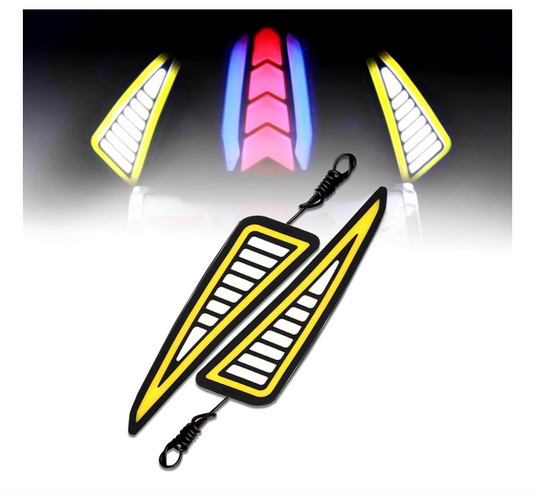 R15 V2 / V3 / V4 & M Waterproof Flexible Strip Rear DRL Light with Running LED Indicator for Yamaha R15 All Model Bikes (White-Amber)