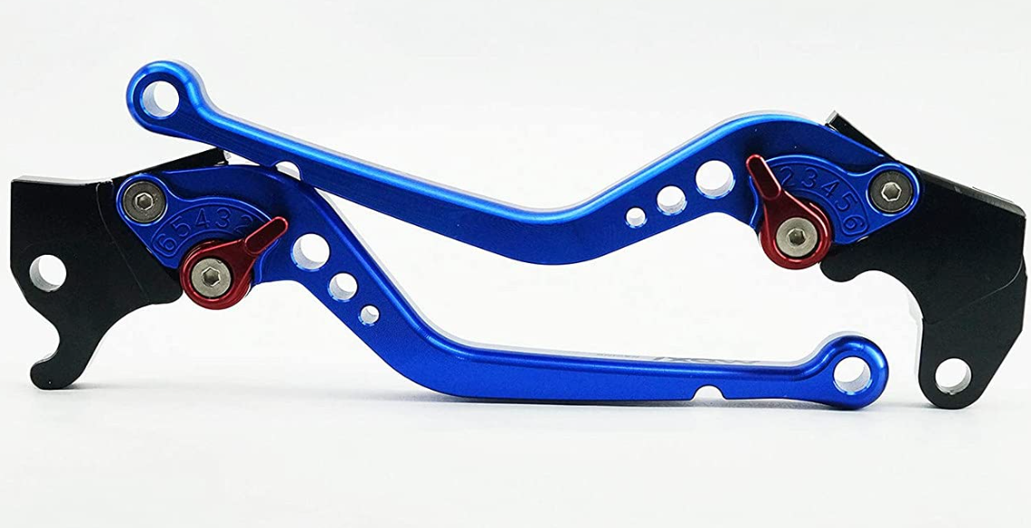 MOXI Adjustable Brake Clutch Lever (Racing Blue) for Yamaha R15m/V3/V2 ,MT15,  Bajaj Pulsar 150 (New) / 180 / 200 / 220 / 220F / 200AS / 150AS / 200RS / 160NS / 200NS / DOMINAR 400 &amp; KTM Duke 200 / Duke 250 / Duke 390 / RC 200 / RC 390 (2012 ~ 2018)