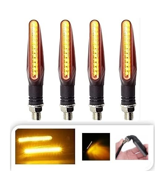 Original Waterproof SMD KTM Style Indicators 9 Led High Bright Universal for All Bikes Models Turn Signal Lights Motorcycle (Amber, Pack Of 4)