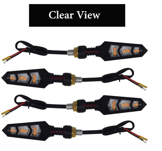 LEDs Flexible KTM Style Sleek Bike LED Indicators Motorbike Turn Signal Lights High Bright Bulbs Blinkers Front Rear Compatible with Motorbike with 12V DC (Amber, Set of 4)