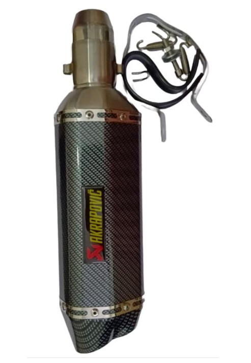 Akrapovic Silencer Universal Quad Cut, Carbon Stainless Steel Exhaust Silencer 36-51 mm double barrel Muffler  for All Bikes/Motorcycle carbon fibre finish (Black)